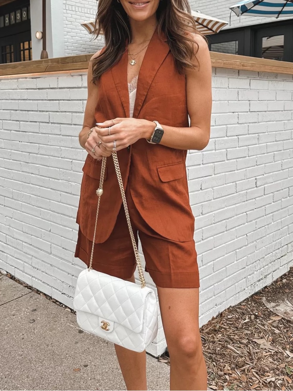 Madewell Larsen Linen V-Neck Vest & Pleated Short Set Women’s Size S/4 Resort